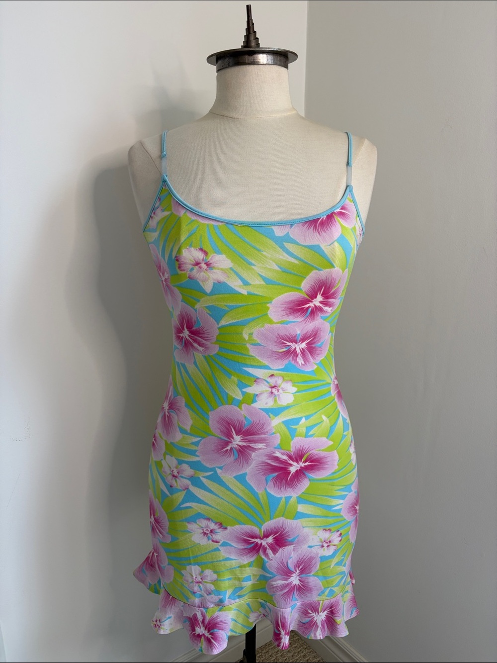 VTG Y2K MORGAN DE TOI Tropical Floral Mini Slip SIZE SMALL/MEDIUM